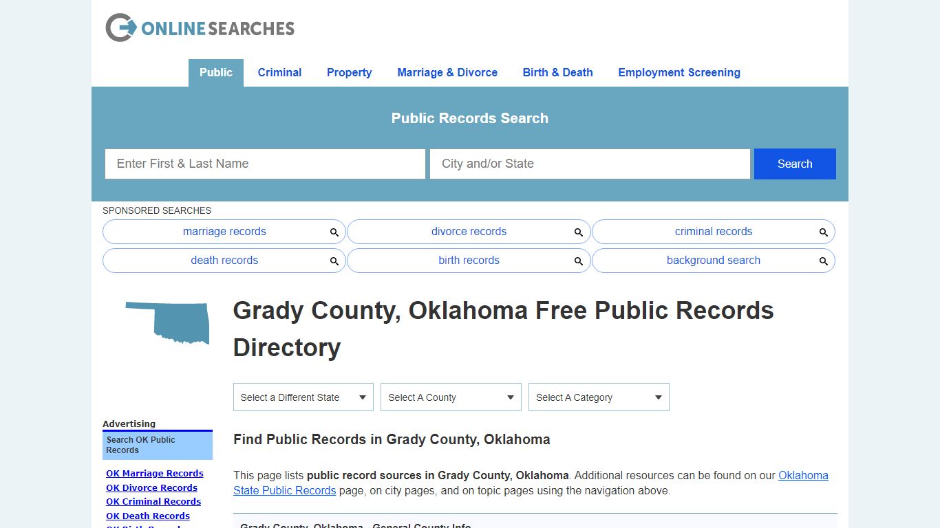 Grady County, Oklahoma Public Records Directory